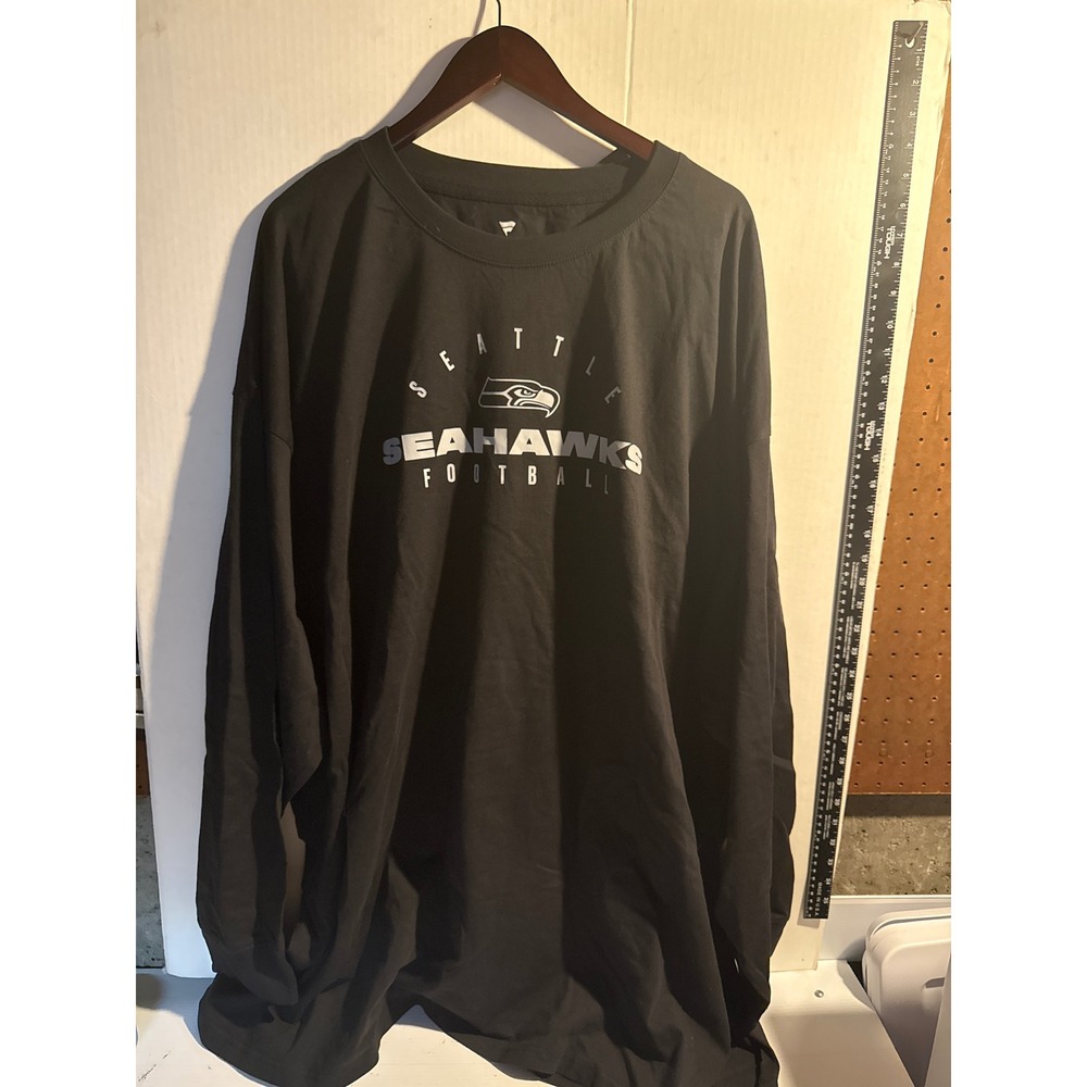 Fanatics NFL Seattle Seahawks Football Long Sleeve T-Shirt Black Mens 6XL NWT